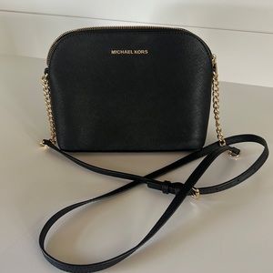 MICHAEL KORS Cindy Black Leather Dome Crossbody Bag